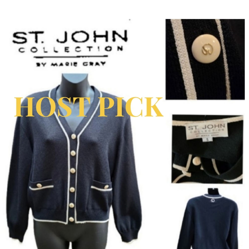 ST. JOHN COLLECTION BLACK W/ WHITE SANTANA JACKET - Picture 1 of 5